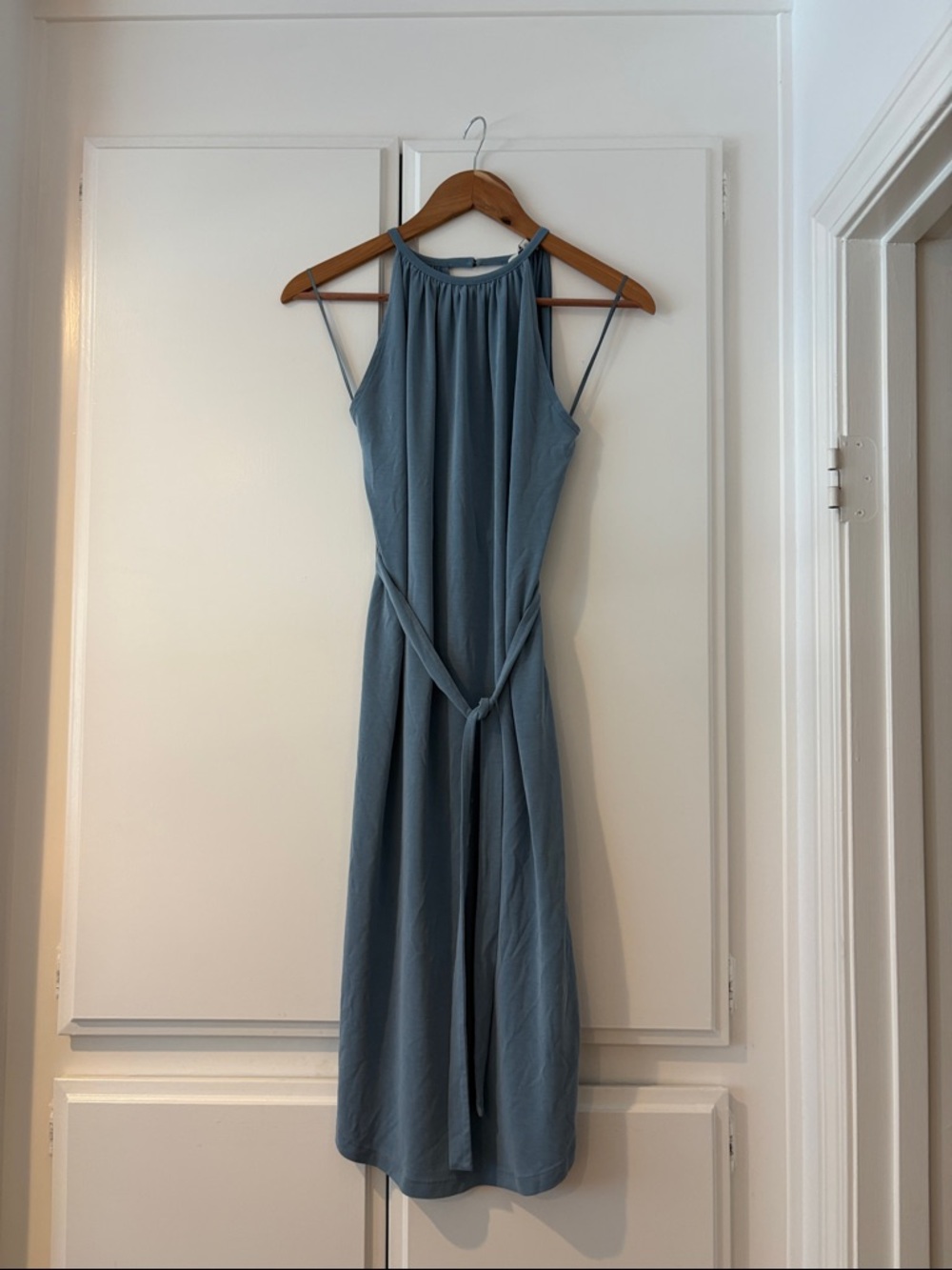 Lucky Brand Dusty Blue Halter Midi Dress
